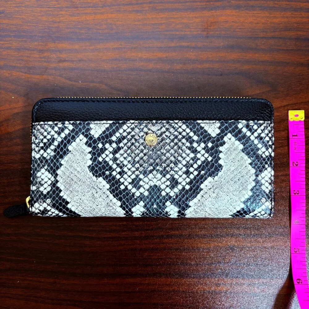 Cole Haan Vartan Continental Wallet Snake Print Zip Around Wallet New